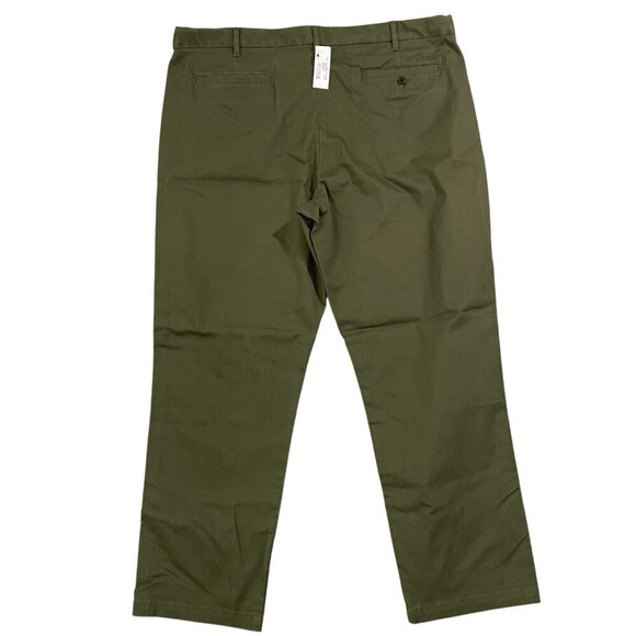 NWOT Lands' End Men's 42 Chino Pants Forest Moss Traditional Fit Elastic Waist - Picture 3 of 8